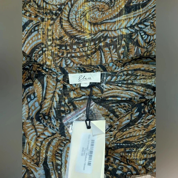 Elan Sheer Paisley Blouse with Metallic Gold NWT - Picture 3 of 5